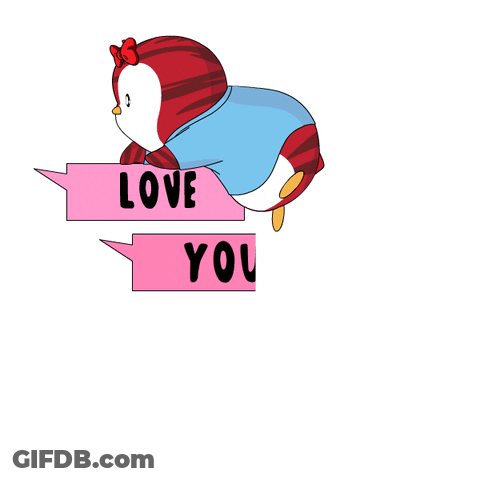 Penguin In Blue Shirt Saying I Love You So Much GIF