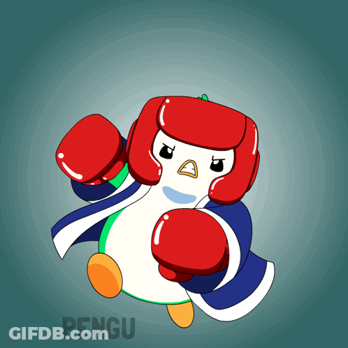 Penguin In Boxing Gloves And Cape GIF