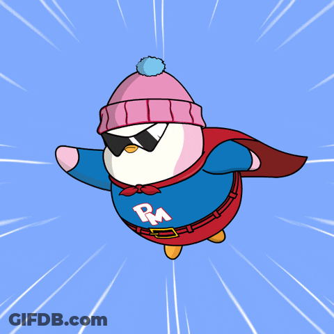 Penguin In Cape And Sunglasses With RM Shirt GIF