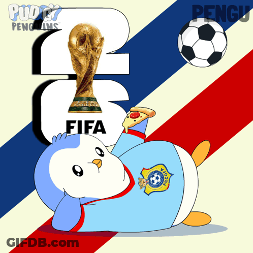 Penguin In Chef Hat Kicking Soccer Ball Portugal Flag GIF