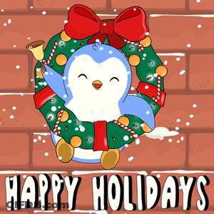 Penguin In Christmas Wreath Happy Holidays GIF