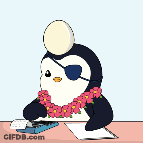 Penguin In Flower Lei Typing On Typewriter GIF