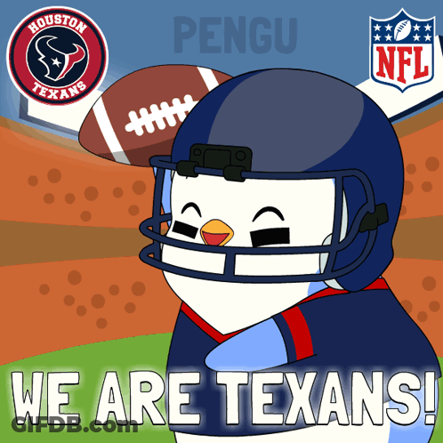 Penguin In Football Helmet Saying We Are Texans GIF
