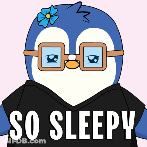 Penguin In Glasses And Black Shirt Saying So Sleepy GIF