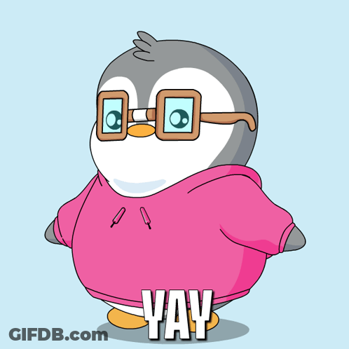 Penguin In Glasses And Pink Hoodie Saying Yay GIF