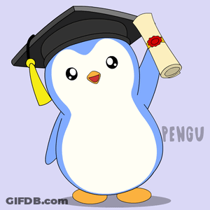 Penguin In Graduation Cap Holding Diploma GIF
