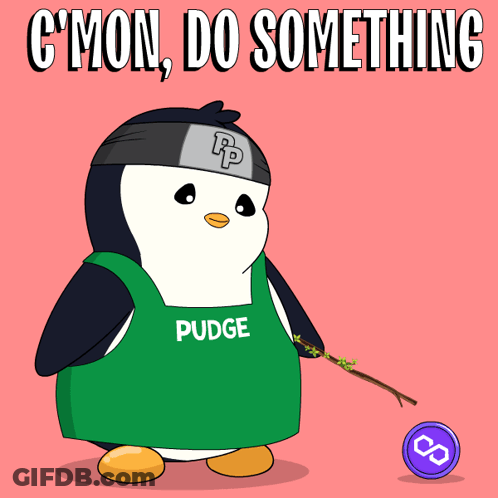 Penguin In Green Apron With Pudge GIF