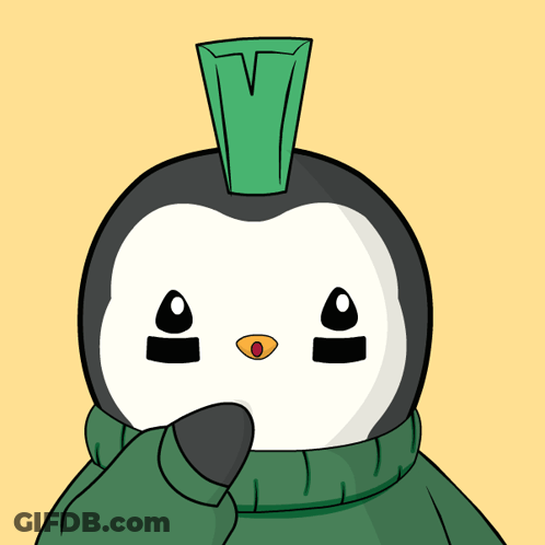 Penguin In Green Sweater And Scarf GIF