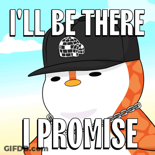 Penguin In Hat And Chain Saying I'll Be There GIF