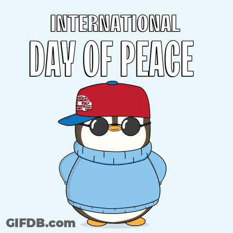 Penguin In Hat And Sunglasses Holding Peace Sign GIF