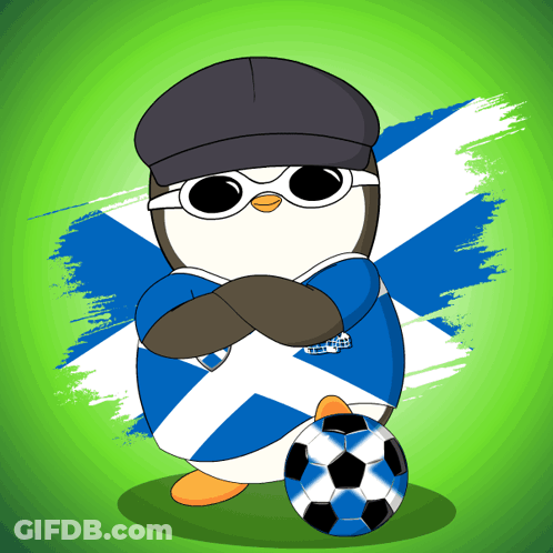 Penguin In Hat And Sunglasses Holding Soccer Ball GIF