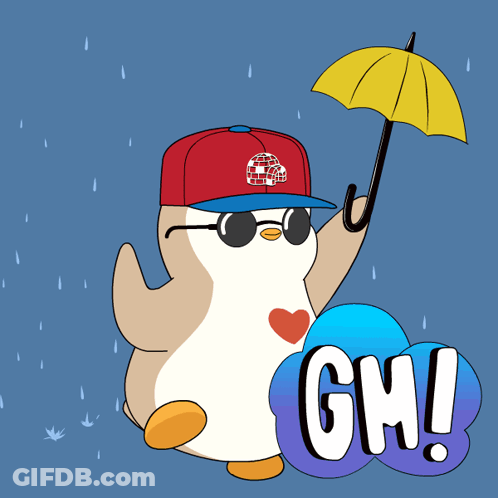 Penguin In Hat And Sunglasses Holding Umbrella Saying Gh GIF