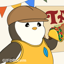 Penguin In Hat Holding Taco GIF