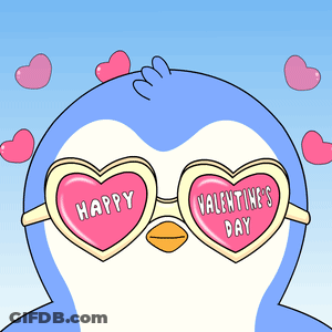 Penguin In Heart Shaped Glasses Happy Valentine's Day GIF