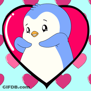 Penguin In Heart Surrounded By Hearts GIF