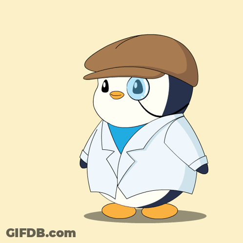 Penguin In Lab Coat Holding Syringe GIF