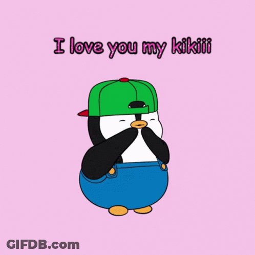 Penguin In Overalls And Green Hat Says I Love You My Kikiii GIF