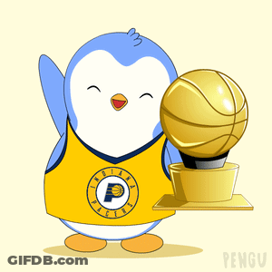 Penguin In Pacers Jersey Holding Basketball GIF