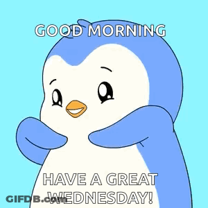 Penguin In Panda Hat And Red Shirt Thinking About Morning GIF