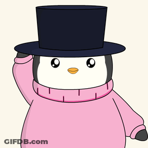 Penguin In Pink Sweater And Black Top Hat GIF