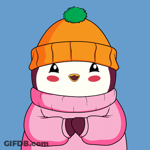 Penguin In Pink Sweater And Orange Hat GIF