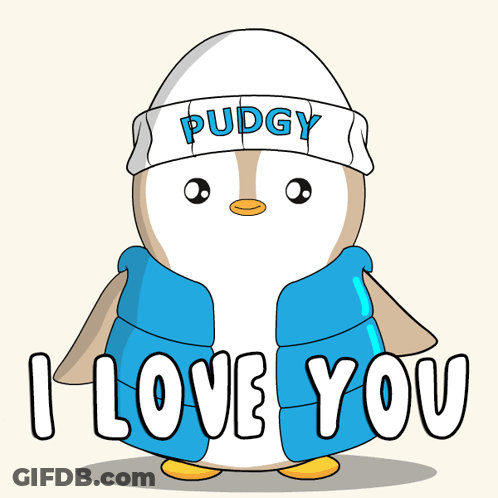 Penguin In Puddy Hat Saying I Love You GIF
