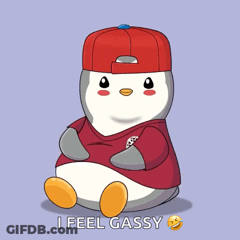 Penguin In Red Hat And Shirt I Feel Gassy GIF