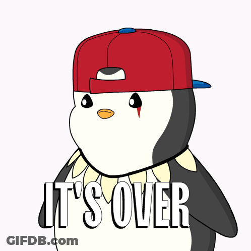 Penguin In Red Hat Saying It's Over GIF