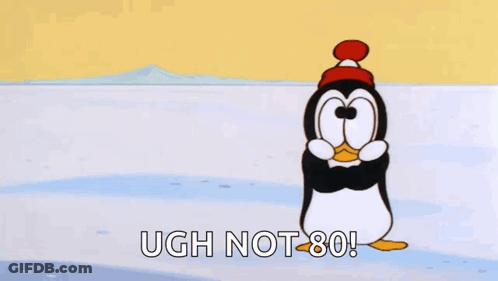 Penguin In Red Hat Saying Ugh Not 80 GIF