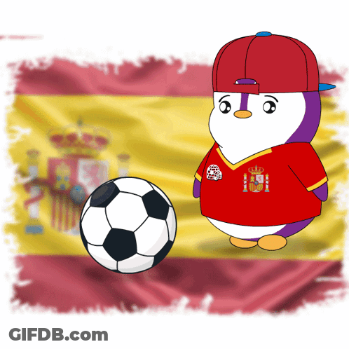 Penguin In Red Shirt Saying Spain GIF