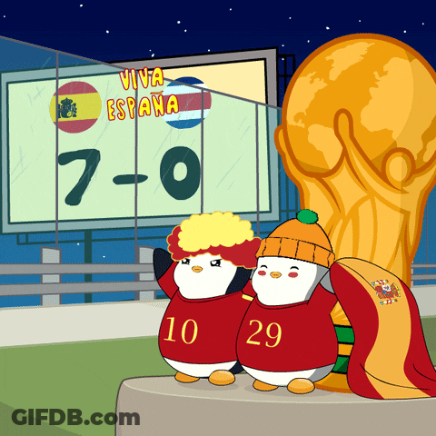 Penguin In Red Shirt Saying Spain GIF