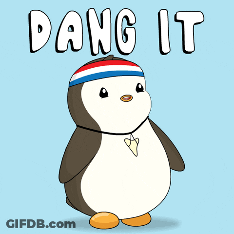 Penguin In Red White And Blue Headband Saying Dang It GIF
