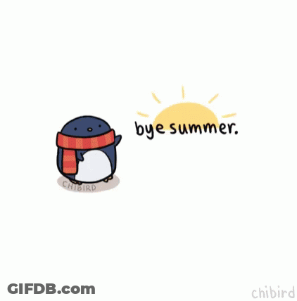 Penguin In Scarf Saying Bye Summer GIF