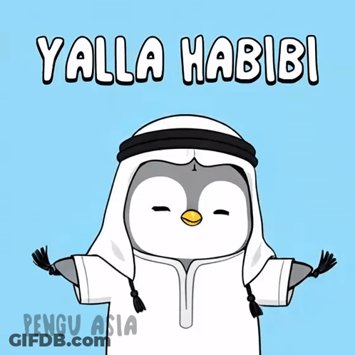 Penguin In Sheikh Costume Yalla Habibi GIF