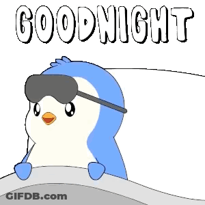 Penguin In Sleep Mask And Sunglasses Lying In Bed GIF