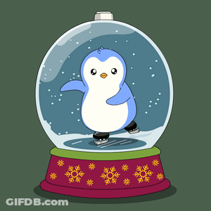 Penguin In Snow Globe With Snowflakes GIF