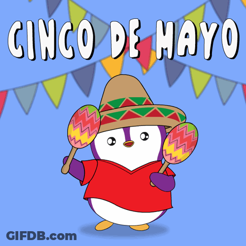 Penguin In Sombrero Holding Maracas GIF