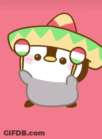 Penguin In Sombrero Holding Maracas GIF