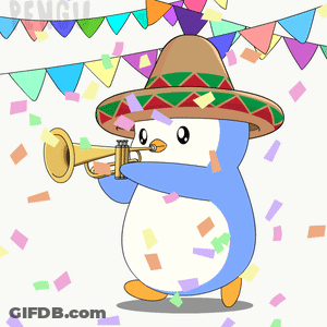 Penguin In Sombrero Playing Trumpet GIF