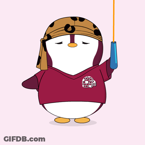 Penguin In Sorry Shirt Holding Rope GIF