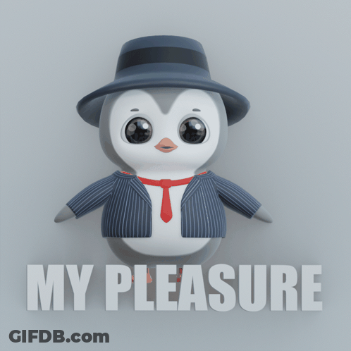 Penguin In Suit And Tie Saying My Pleasure GIF