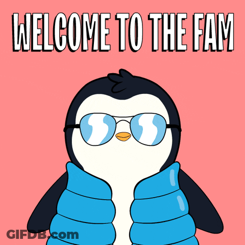 Penguin In Sunglasses And Blue Vest Welcome To The Fam GIF