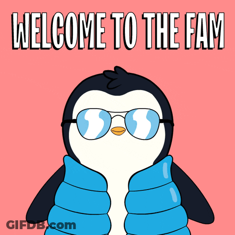 Penguin In Sunglasses And Blue Vest Welcome To The Fam GIF