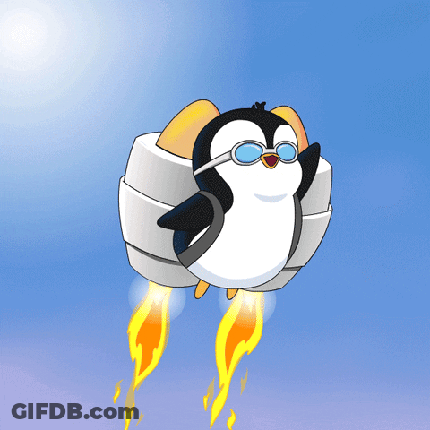 Penguin In Sunglasses And Jetpack Flying GIF