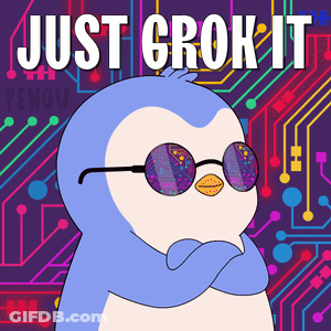 Penguin In Sunglasses And Scarf Saying Just Grok It GIF