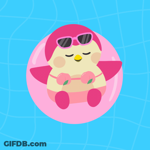 Penguin In Sunglasses On Pink Float GIF