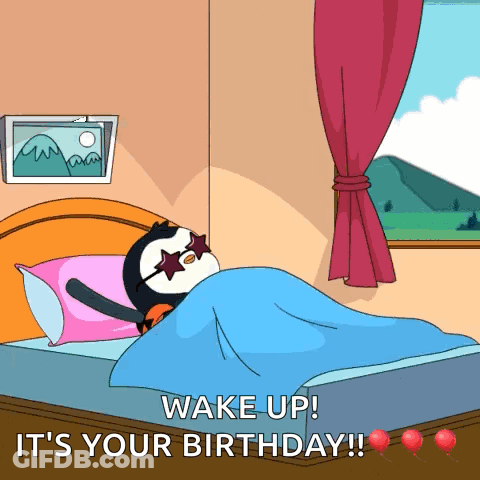 Penguin In Sunglasses Wake Up It's Your Birthday GIF