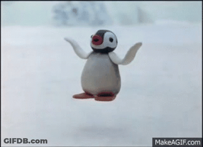 Penguin In The Snow Jumping For Joy GIF