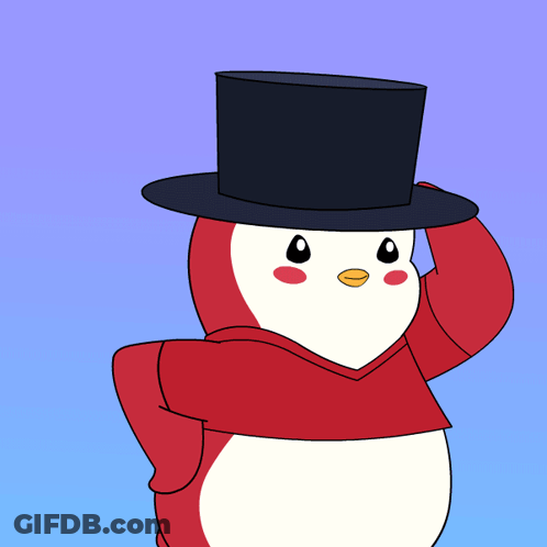 Penguin In Top Hat And Red Hoodie GIF