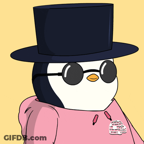 Penguin In Top Hat And Sunglasses With Pink Hoodie GIF